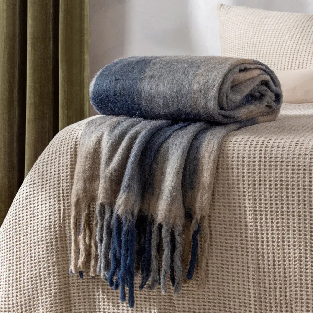 Rayston Throw - Flint Black, Wool Blend