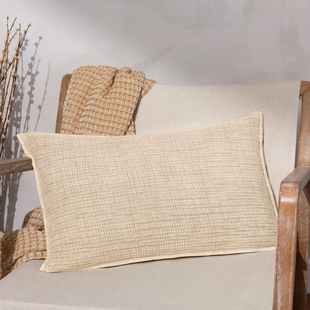 Ribble Acid Wash Cushion - Cream, Cotton