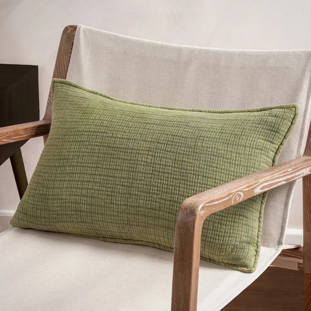 Ribble Acid Wash Cushion - Khaki, Cotton