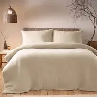Ribble Double Duvet Cover Set - Cream, Cotton
