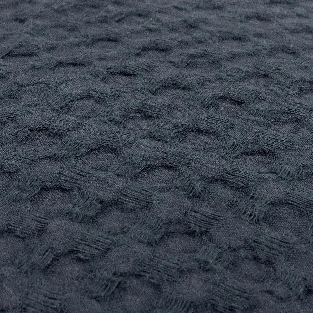 Ronan Sherpa Waffle Fleece Throw - Black, Cotton