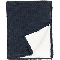 Ronan Sherpa Waffle Fleece Throw - Black, Cotton