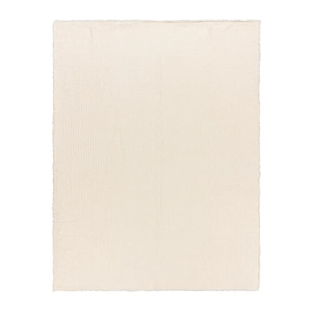 Ronan Sherpa Waffle Fleece Throw - Cream, Cotton