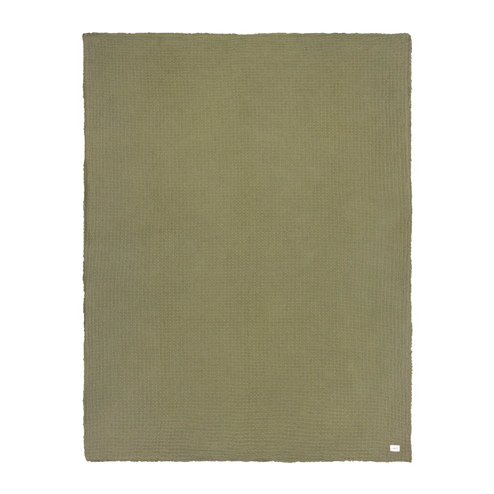 Ronan Sherpa Waffle Fleece Throw - Green, Cotton