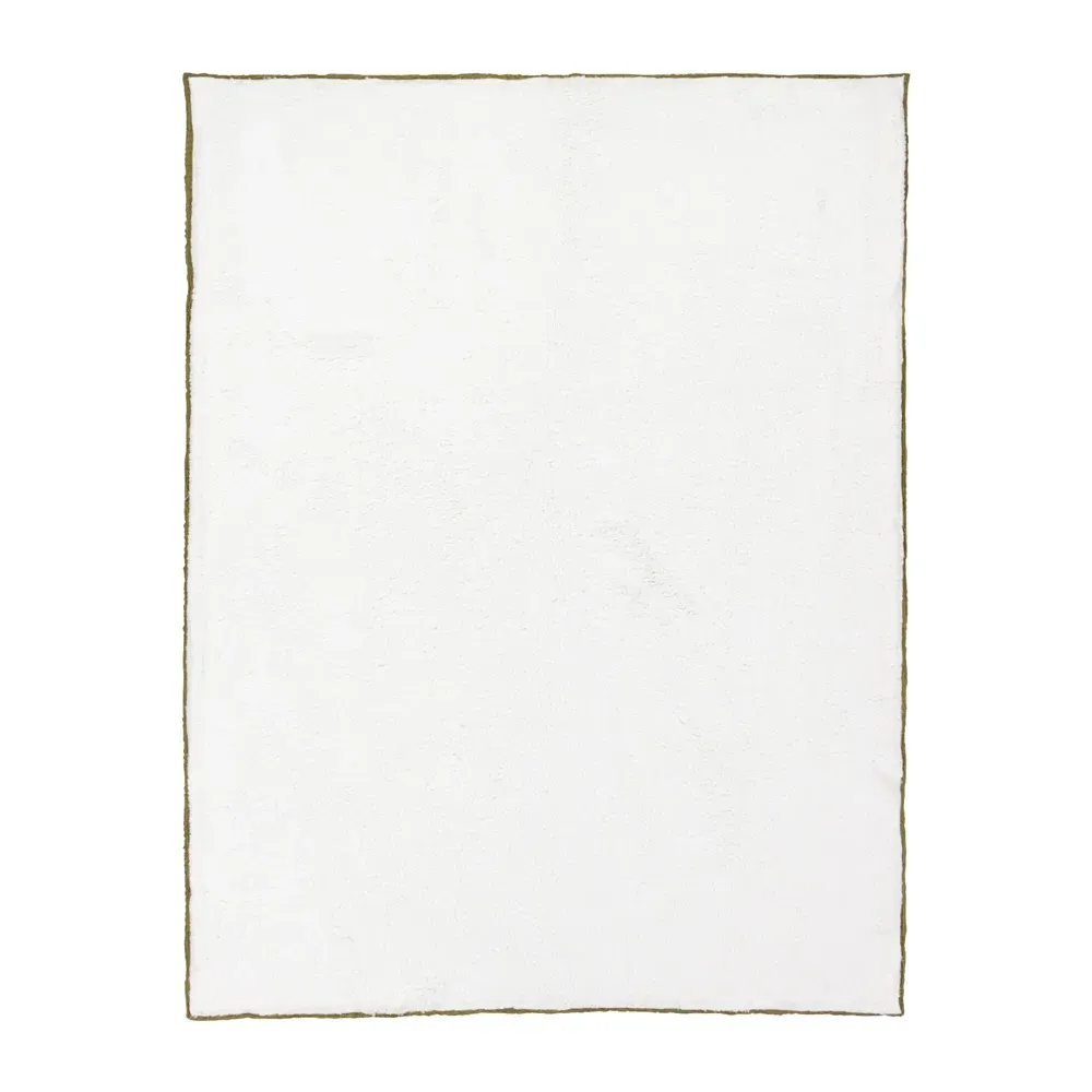 Ronan Sherpa Waffle Fleece Throw - Green, Cotton