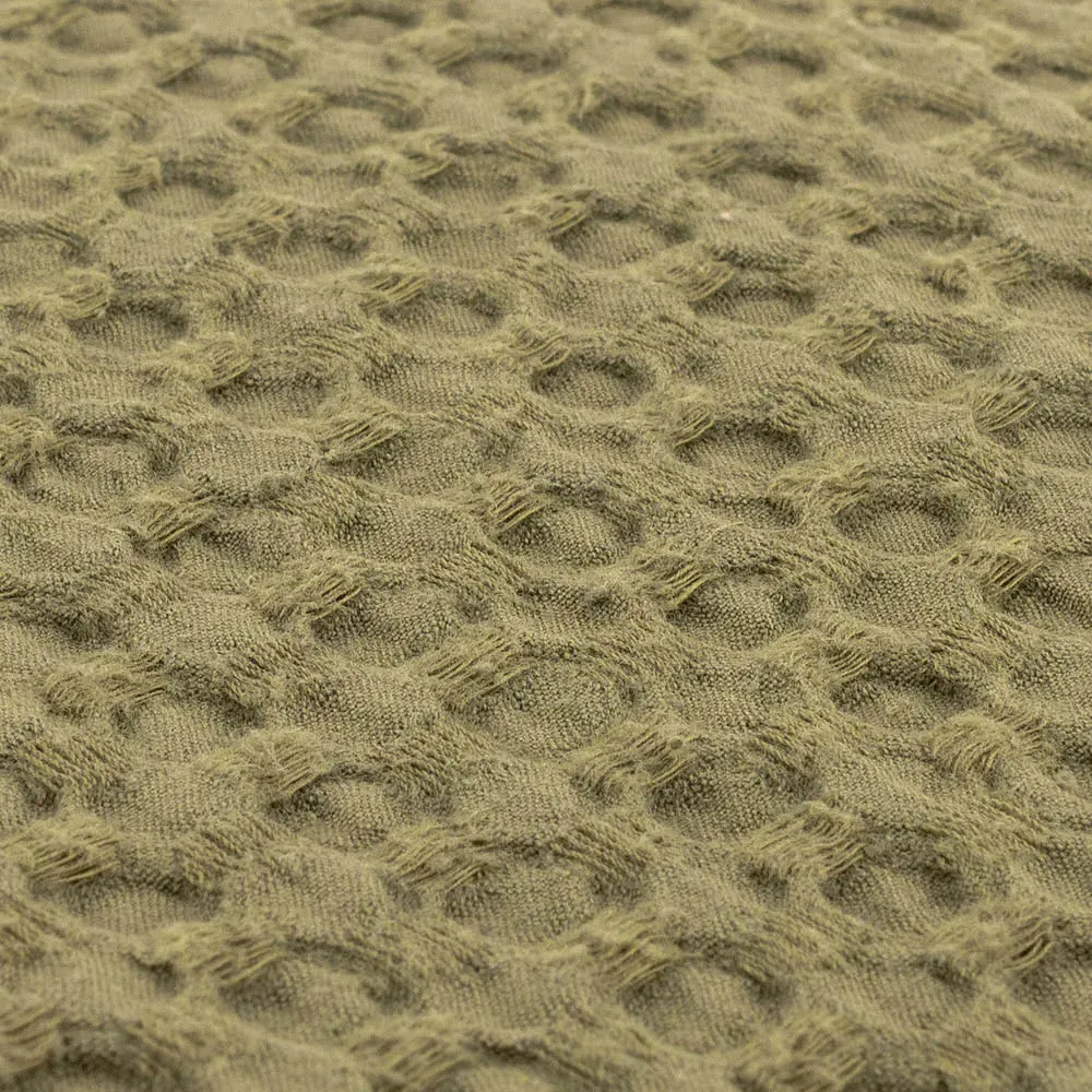 Ronan Sherpa Waffle Fleece Throw - Green, Cotton