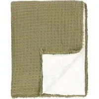 Ronan Sherpa Waffle Fleece Throw - Green, Cotton