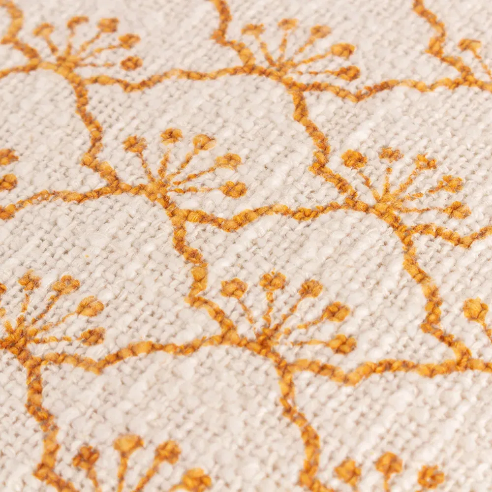 Saku Honey Blossom Fringed Throw - Yellow, Cotton