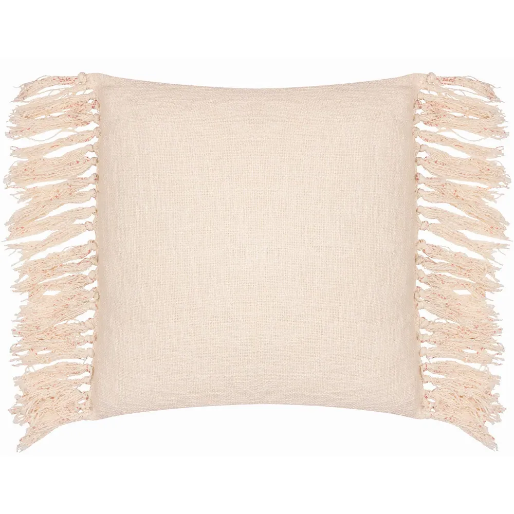 Saku Kilm Fringed Cushion - Red Blossom, Cotton