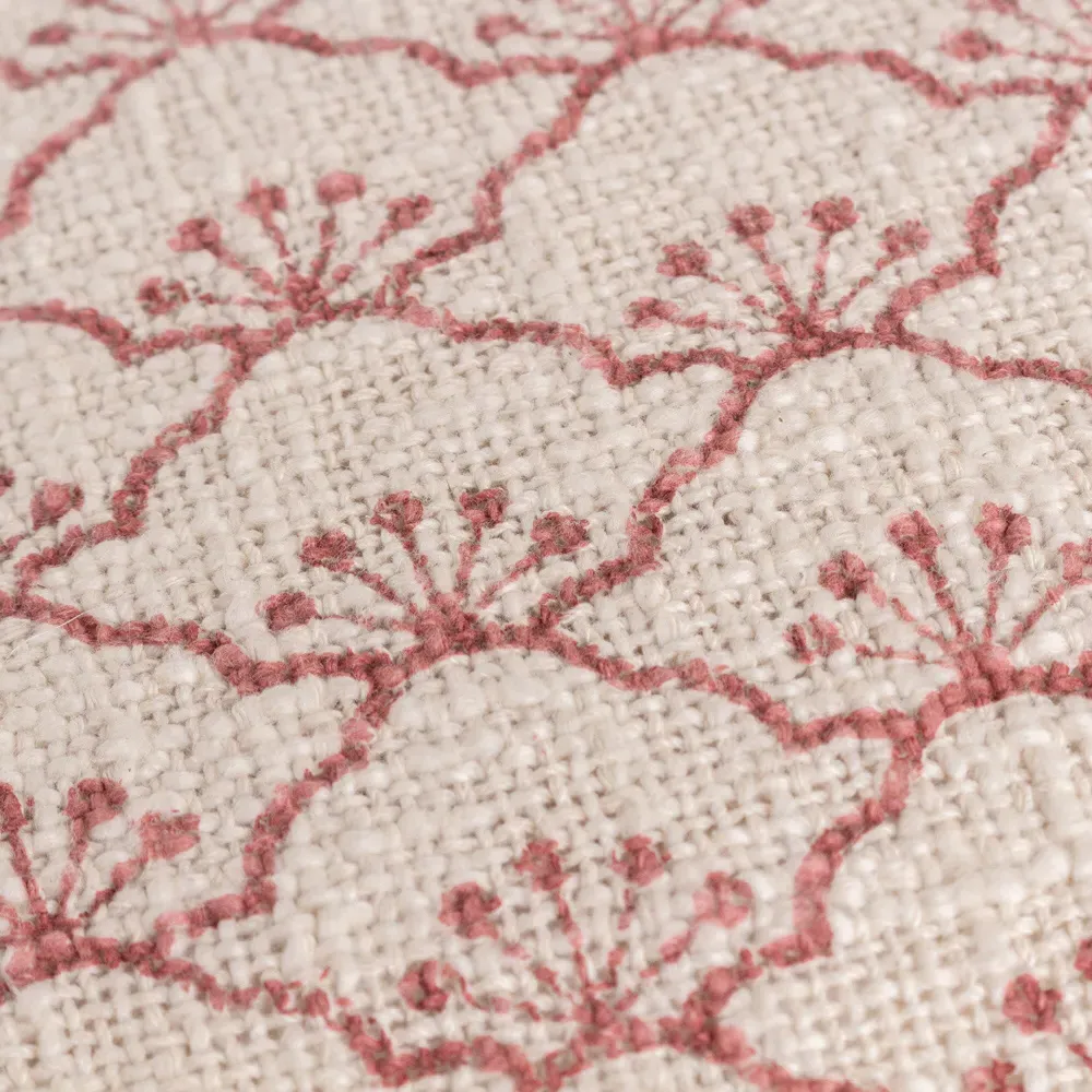 Saku Kilm Red Blossom Fringed Throw - Red, Cotton