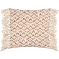Saku Pecan Blossom Fringed Cushion - Multi, Cotton