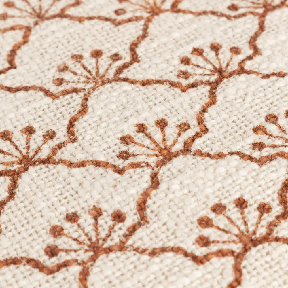 Saku Pecan Blossom Fringed Throw - Brown, Cotton