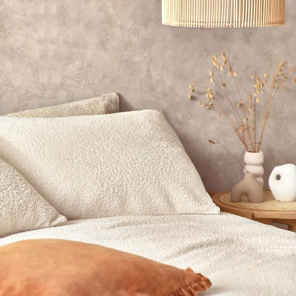 Single Boucle Fleece Duvet Set - Ecru