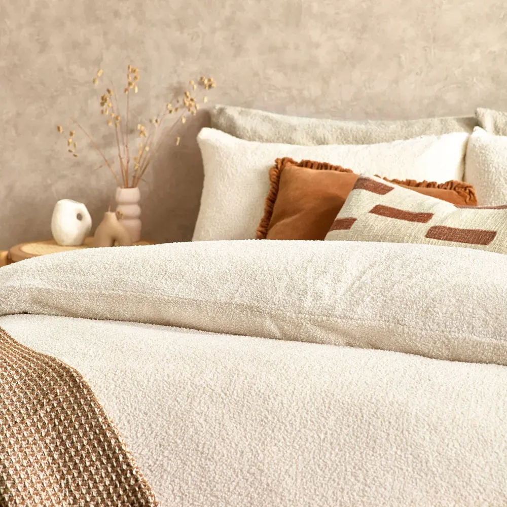 Single Boucle Fleece Duvet Set - Ecru
