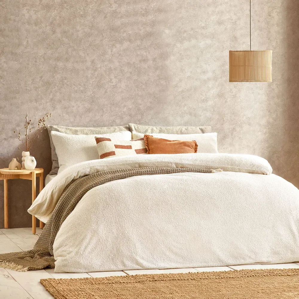 Single Boucle Fleece Duvet Set - Ecru