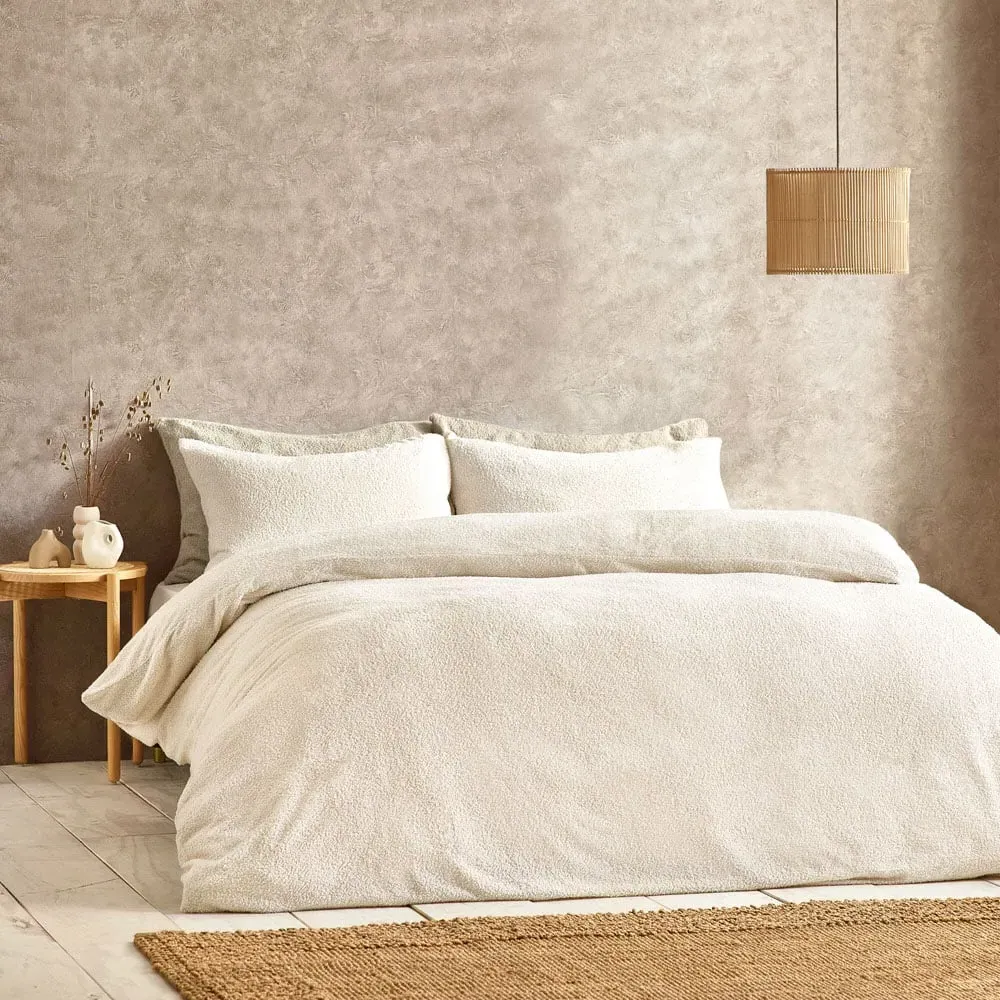 Single Boucle Fleece Duvet Set - Ecru image