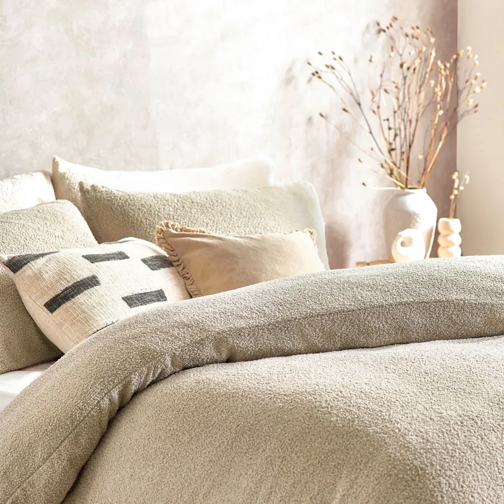 Single Boucle Fleece Duvet Set - Greige