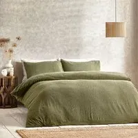 Single Boucle Fleece Duvet Set - Olive