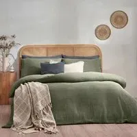 Single Chunky Waffle Duvet Set - Eucalyptus, Cotton