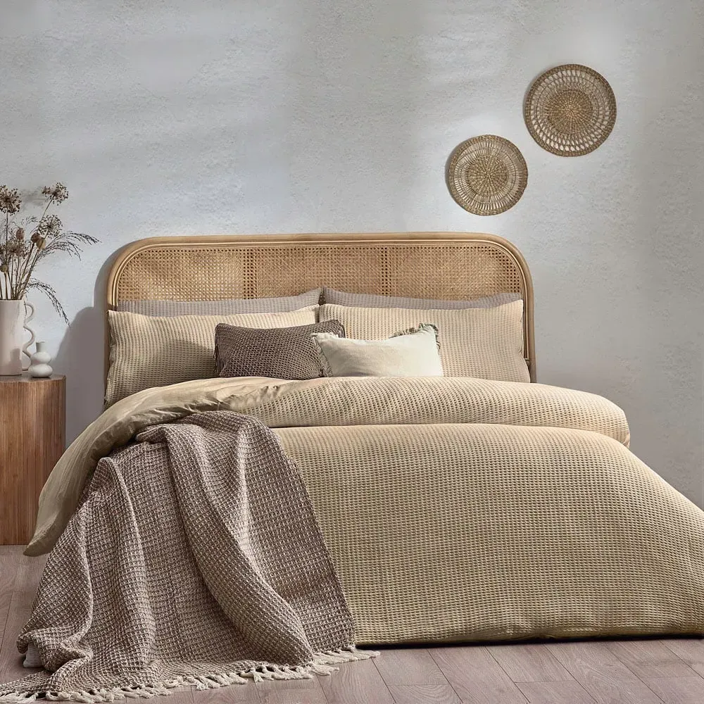 Single Chunky Waffle Duvet Set - Linen, Cotton