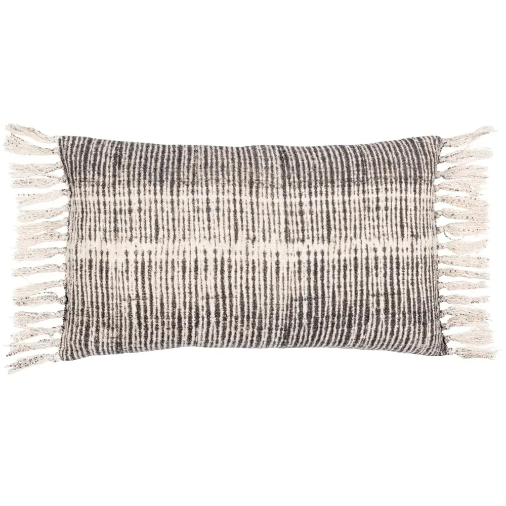 Sono Abstract Fringed Cushion - Black image