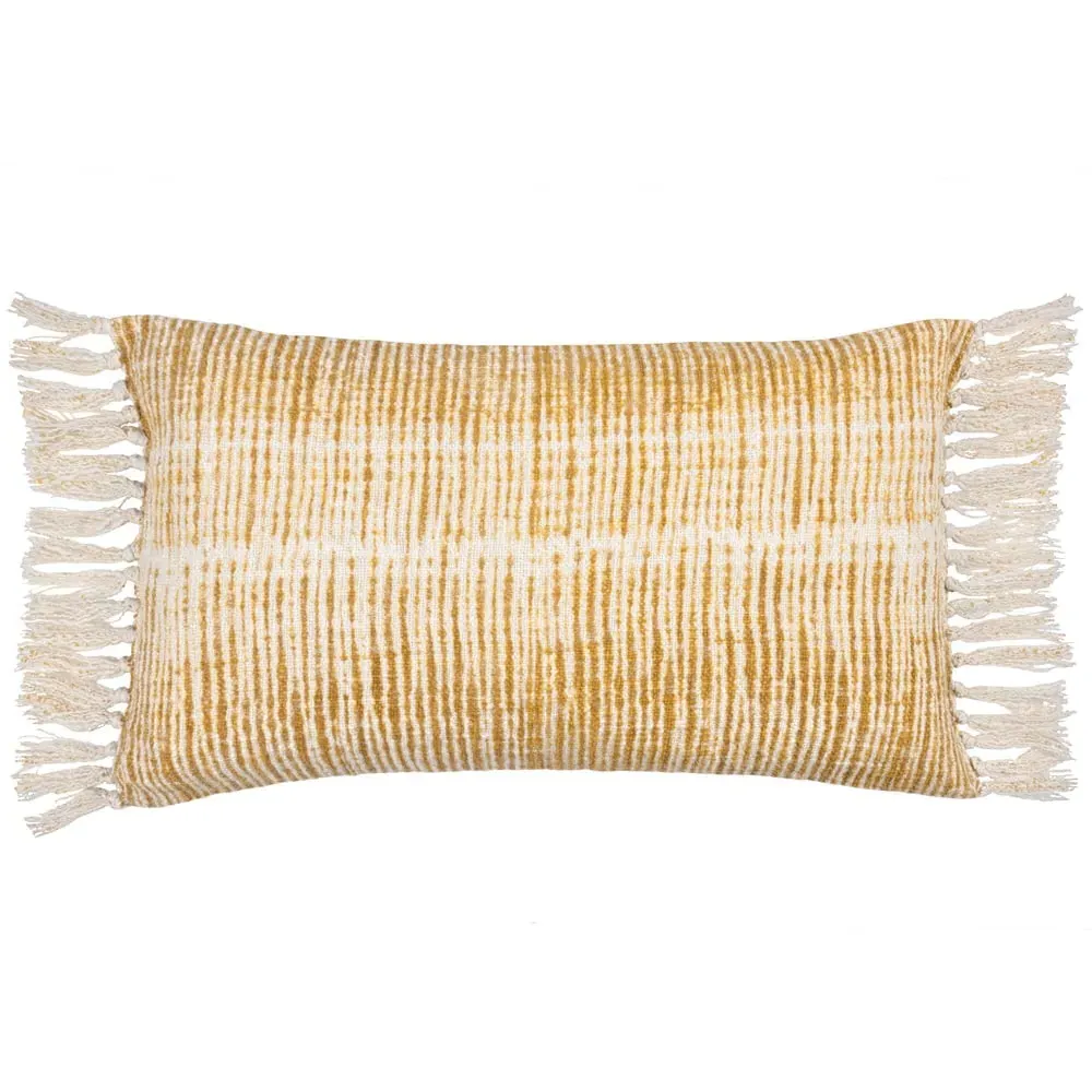 Sono Abstract Fringed Cushion - Cumin, Cotton