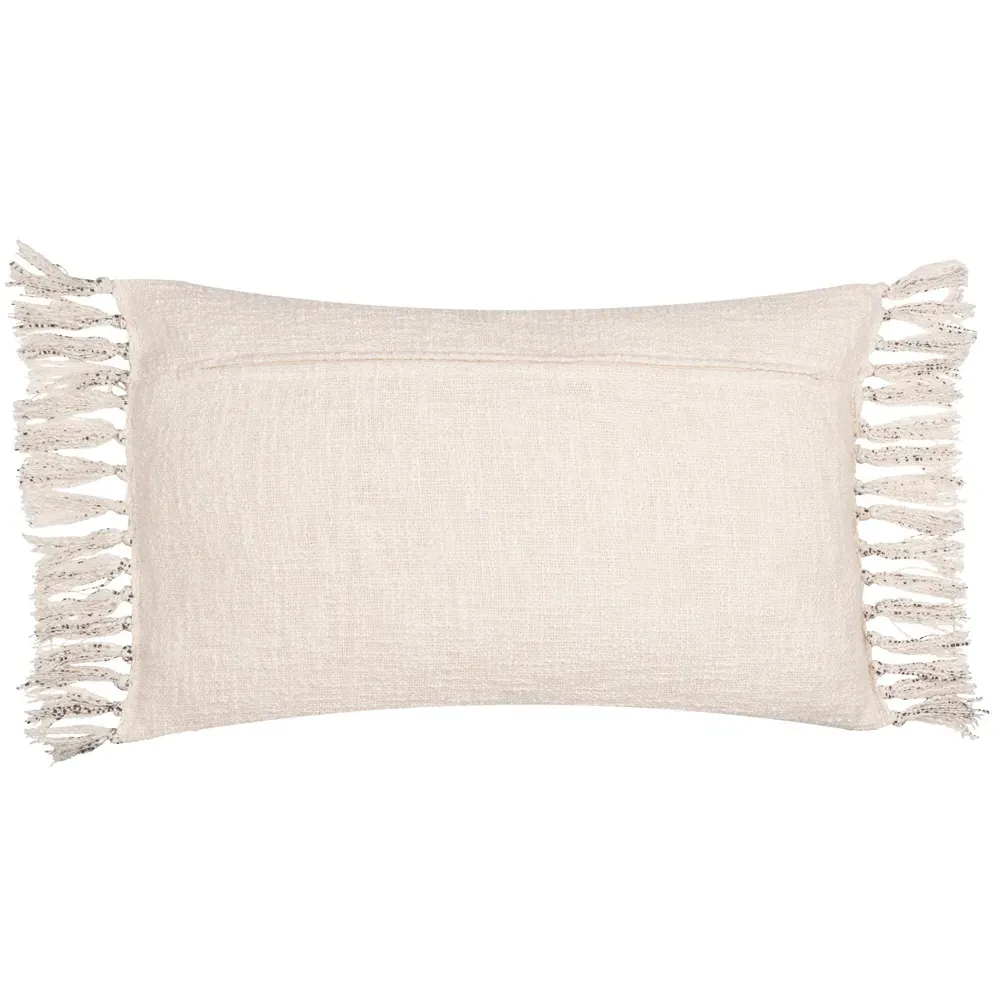 Sono Abstract Fringed Cushion - Olive Green, Cotton