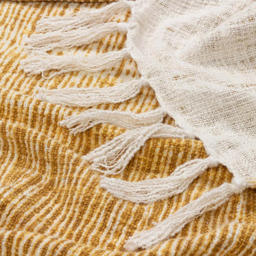 Sono Abstract Throw with Tassels - Cumin, Cotton