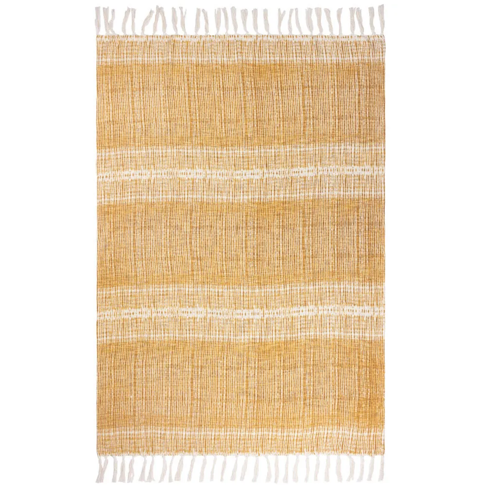 Sono Abstract Throw with Tassels - Cumin, Cotton