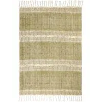 Sono Abstract Throw with Tassels - Olive Green, Cotton