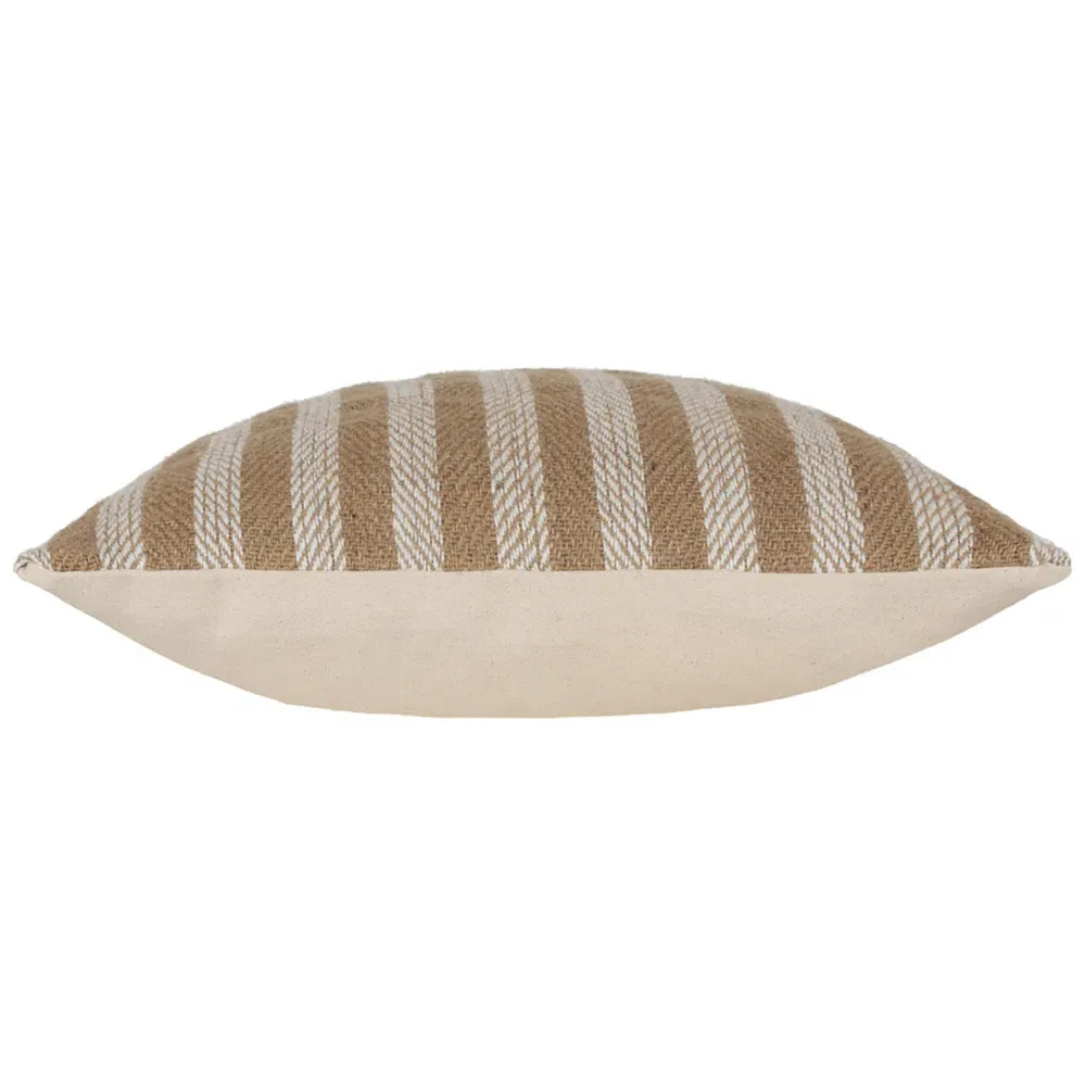 Strata Natural Stripe Woven Cushion - Cream, Jute