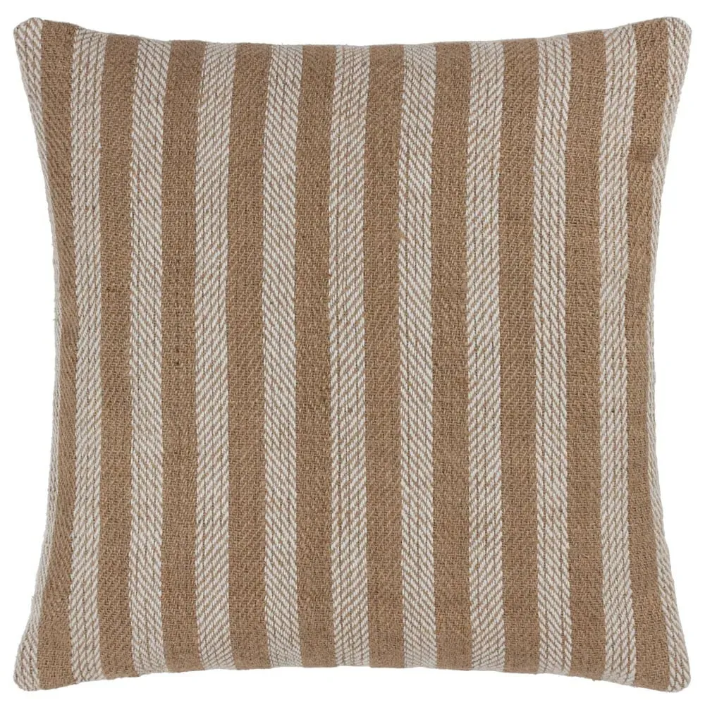 Strata Natural Stripe Woven Cushion - Cream, Jute