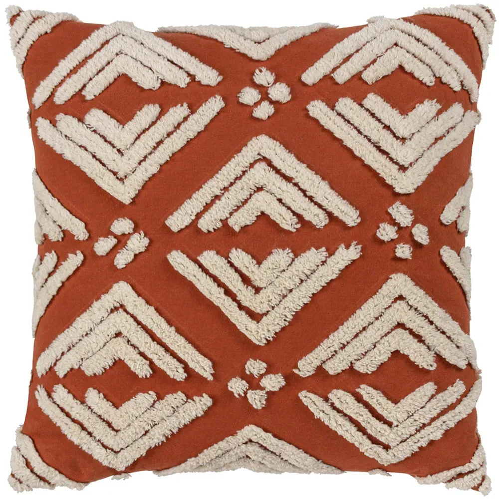 Taya Square Tufted Cushion - Pecan, Cotton