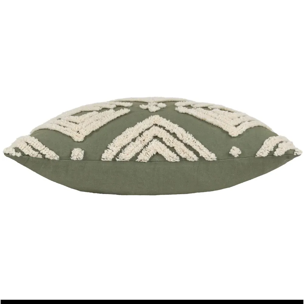 Taya Square Tufted Cushion - Sage, Cotton