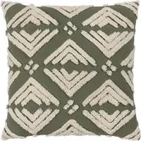 Taya Square Tufted Cushion - Sage, Cotton