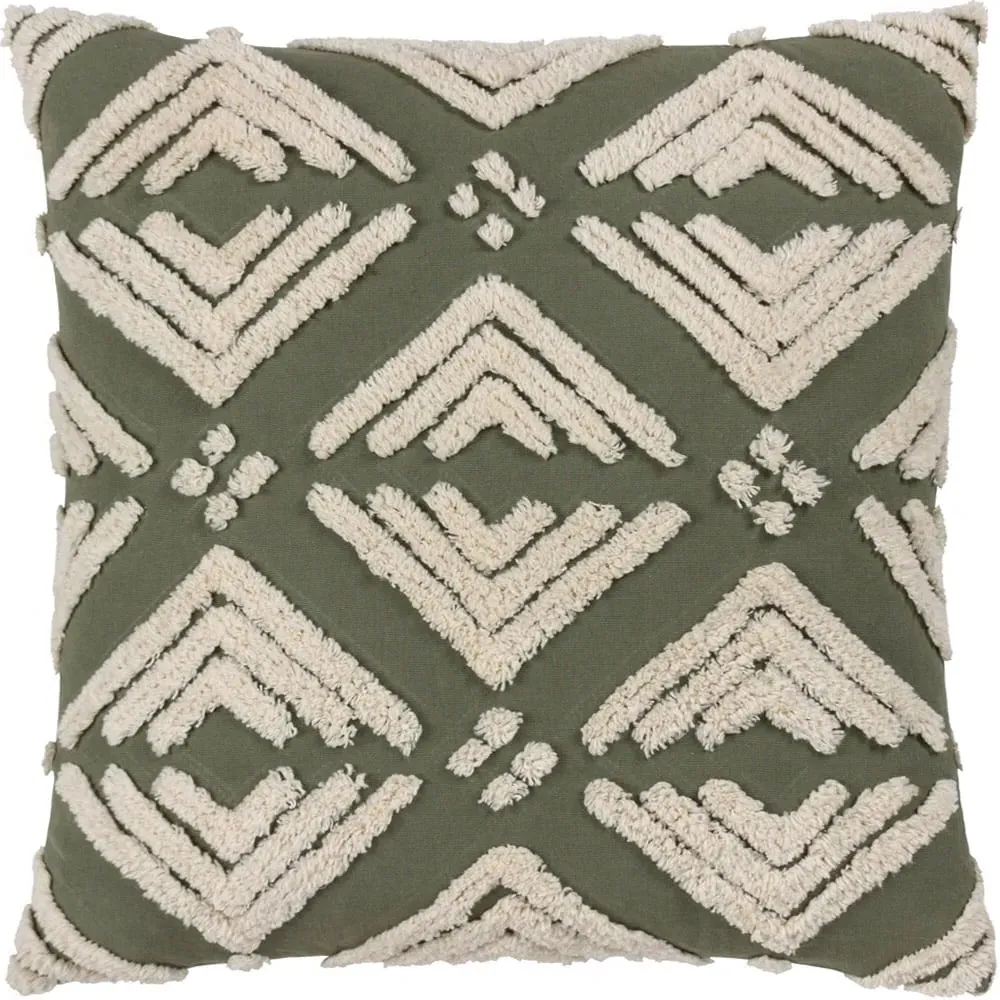 Taya Square Tufted Cushion - Sage, Cotton