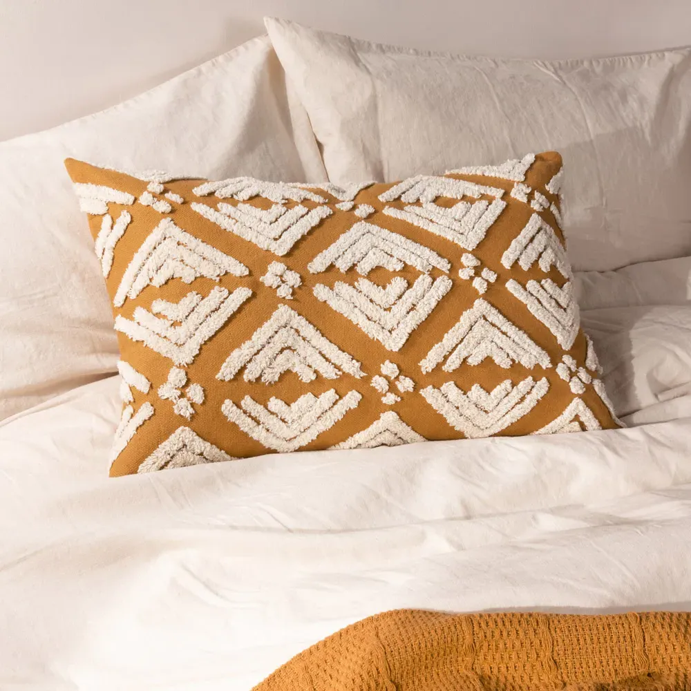 Taya Tufted Cushion - Gold, Cotton