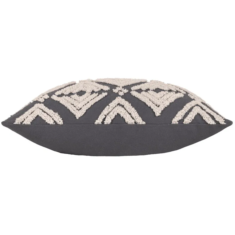Taya Tufted Cushion - Grey, Cotton
