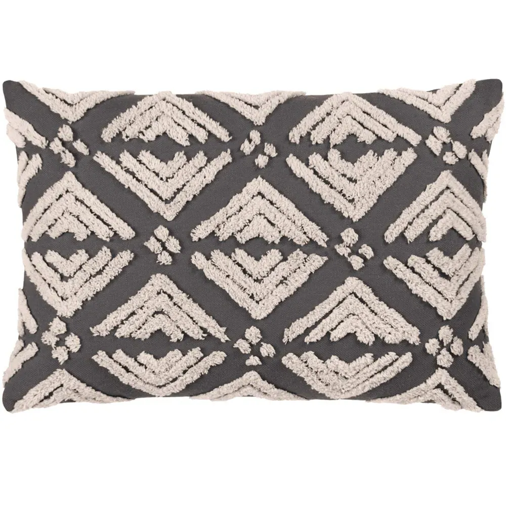 Taya Tufted Cushion - Grey, Cotton