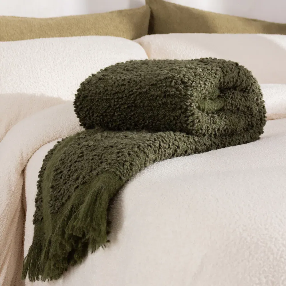 Ulsmere Boucle Fringed Throw - Brown
