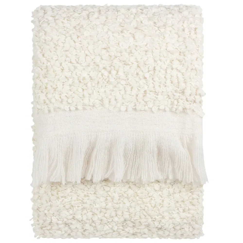 Ulsmere Boucle Fringed Throw - Cream