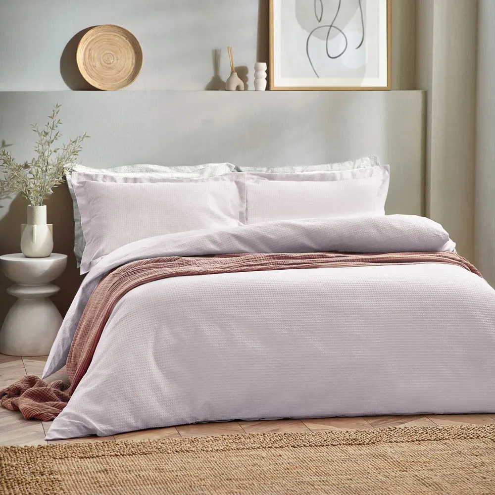 Yard Double Waffle Duvet Set - Pink