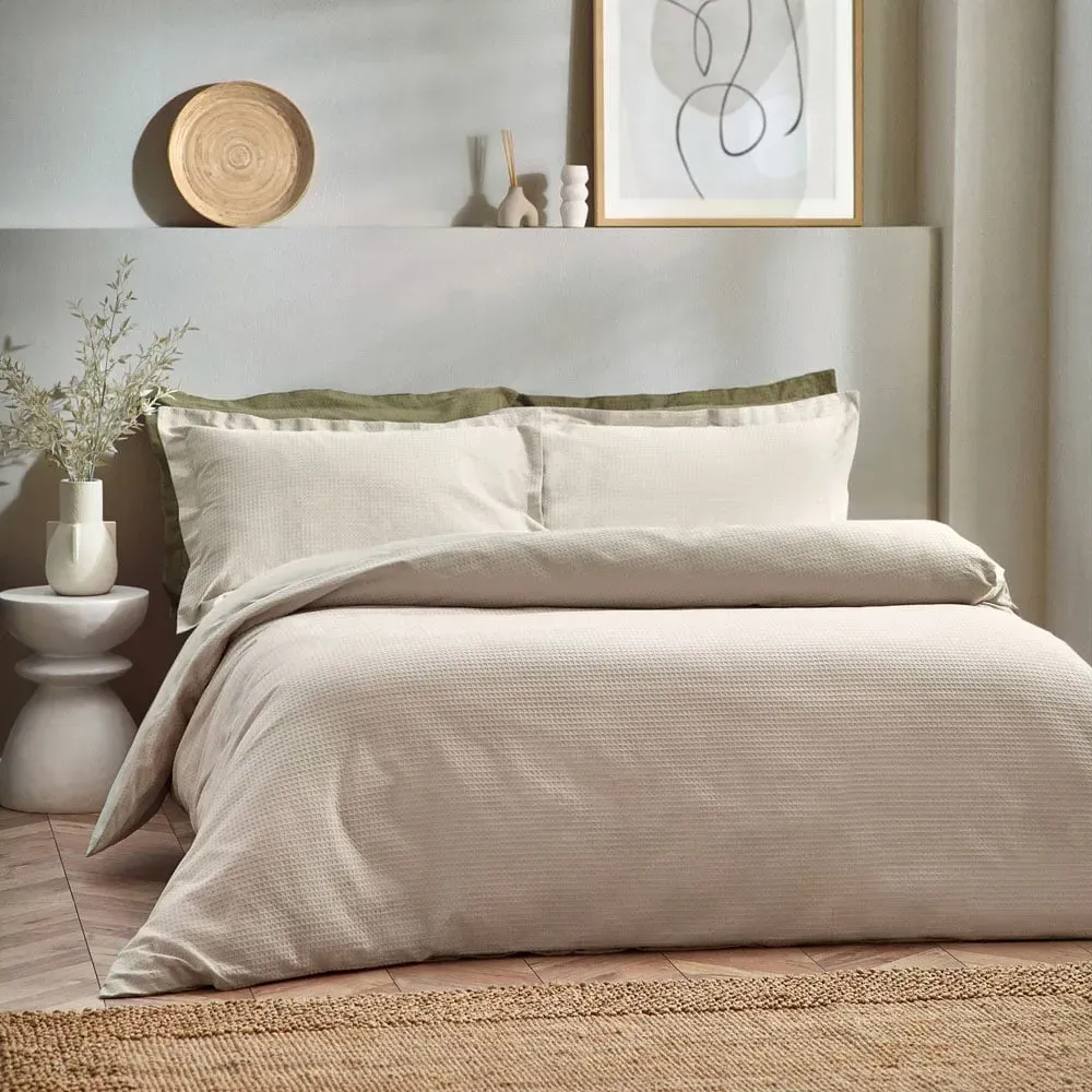 Yard King Size Waffle Duvet Set - Cream