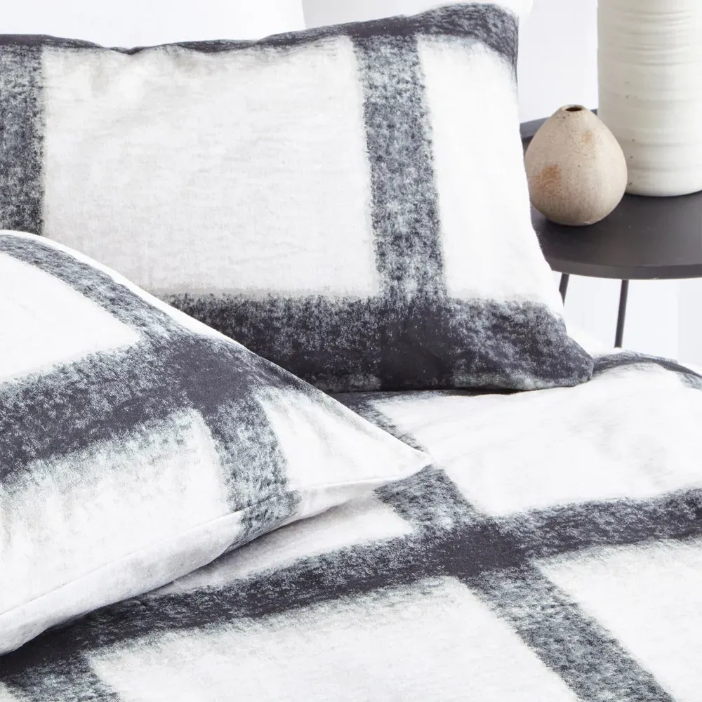Yard Mohair Check Single Duvet Cover Set - Natural, Cotton