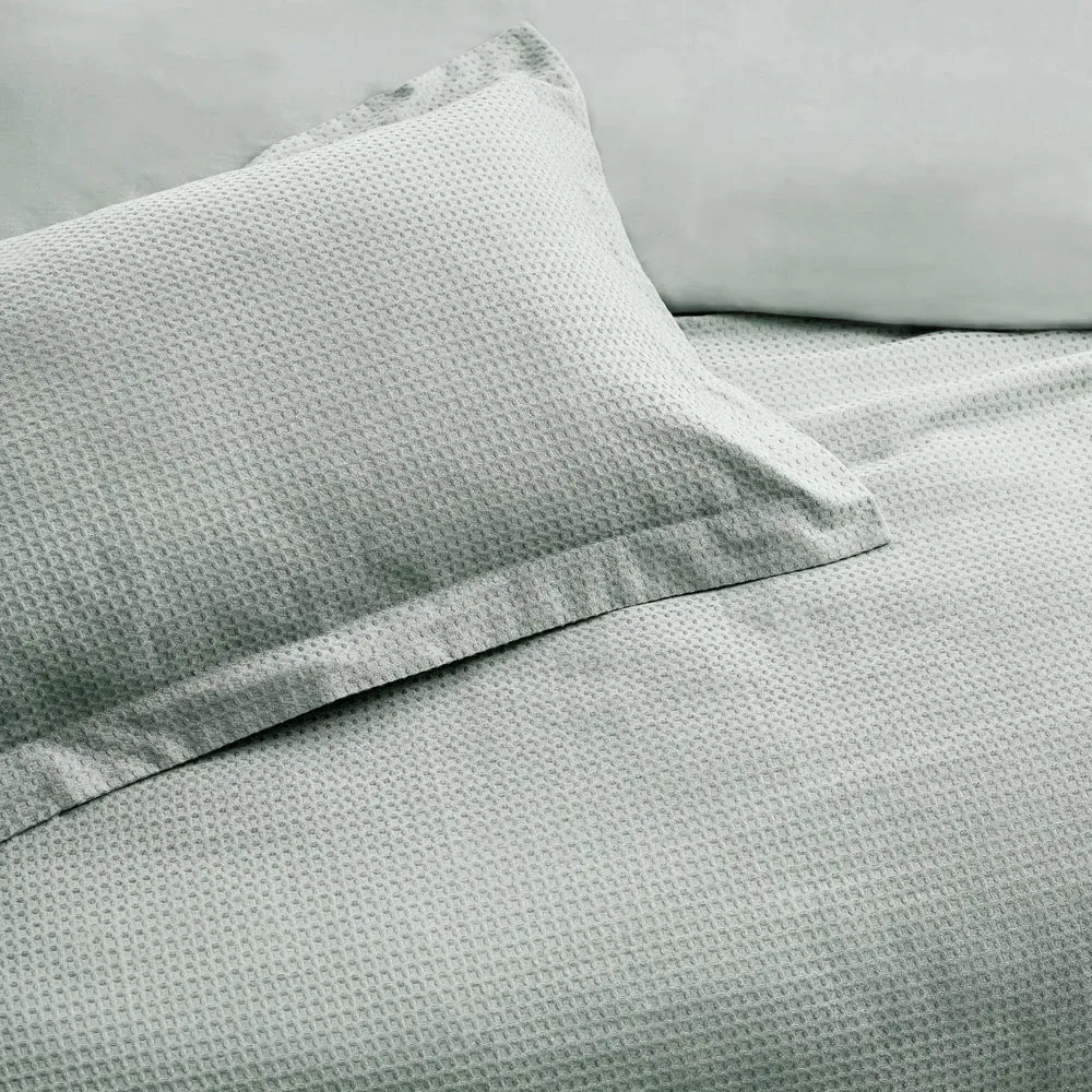 Yard Single Waffle Duvet Set - Seafoam