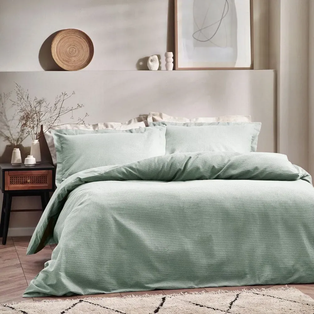 Yard Single Waffle Duvet Set - Seafoam