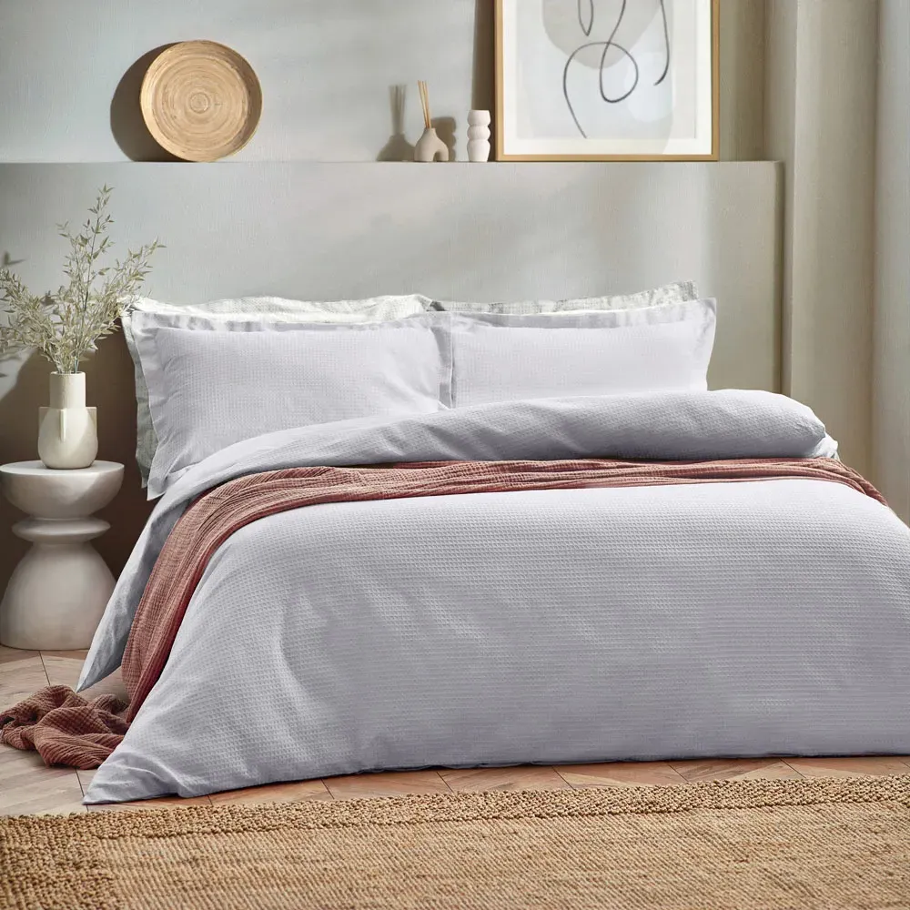 Yard Single Waffle Duvet Set - Silver