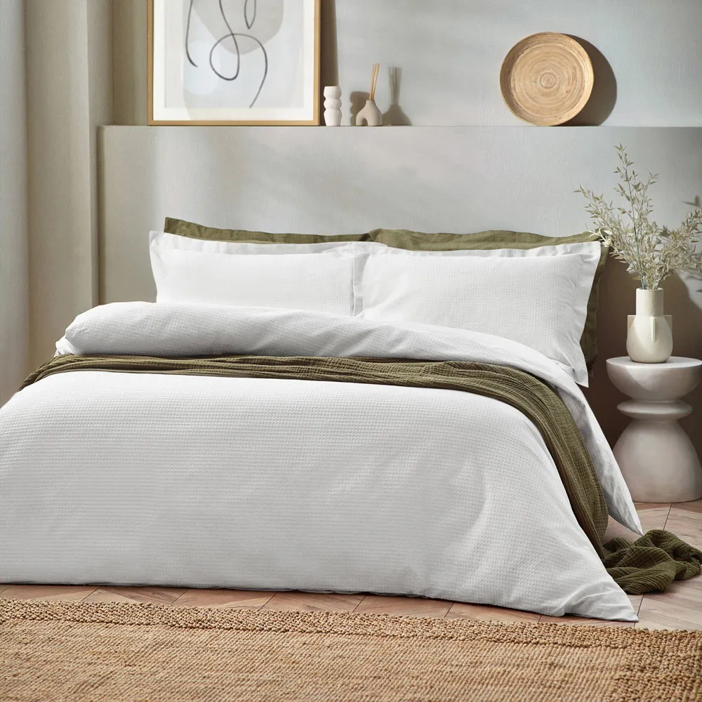 Yard Single Waffle Duvet Set - White