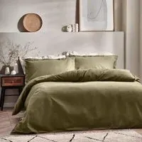 Yard Super King Size Waffle Duvet Set - Olive