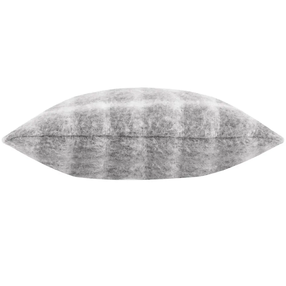Yarrow Check Cushion - Flint Grey, Faux Mohair